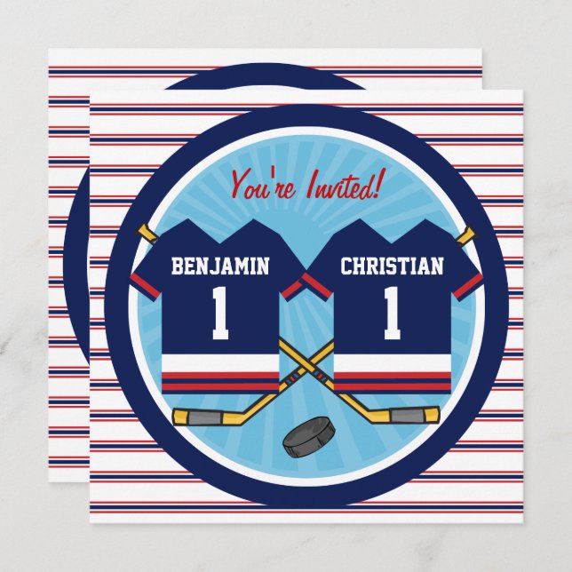 Convites O hóquei em gelo junta o partido de primeiro (Frente/Verso)