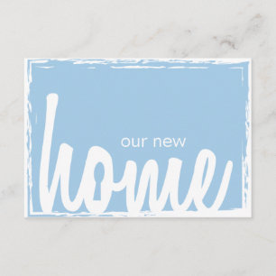 Convites O Housewarming azul & branco do fechamento da