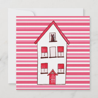 Convites O Housewarming Home listrado casa do gato convida