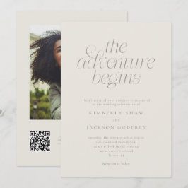 Convites O Início da Aventura Casamento Minimal Greige