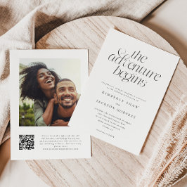 Convites O Início da Aventura Casamento Minimalista Branco