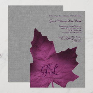 Convites O jantar de ensaio Monogrammed de linho roxo