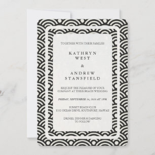 Convites O japonês Seigaiha acena o casamento de praia