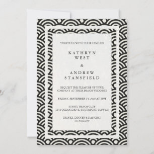 Convites O japonês Seigaiha acena o casamento de praia