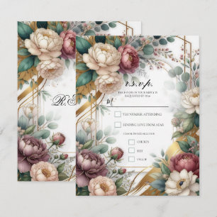 Convites O Jardim Floral Secreto Dourado Glam R.S.V.P.