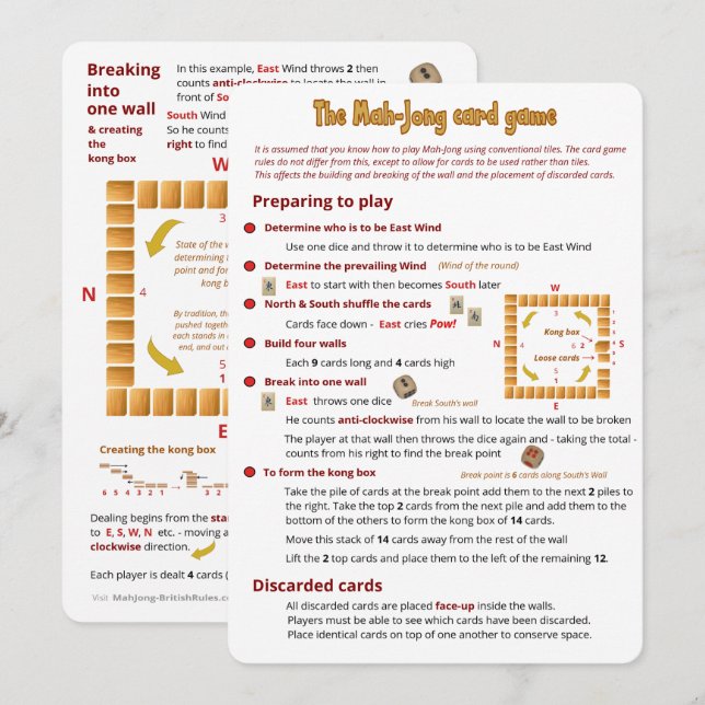 Convites O jogo de cartas Mah-Jong - Diferenças (Frente/Verso)