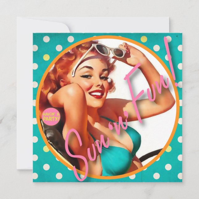 Convites O kitsch Bitsch: Divertimento de Sun "n" (Frente)