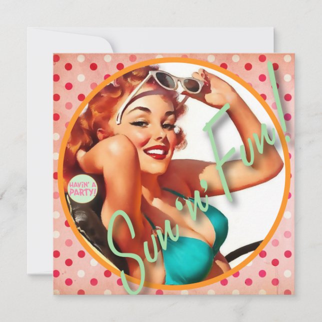 Convites O kitsch Bitsch: Divertimento de Sun "n" (Frente)