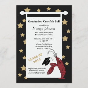 Convites O lagostim/lagosta Dourados pretos Stars a