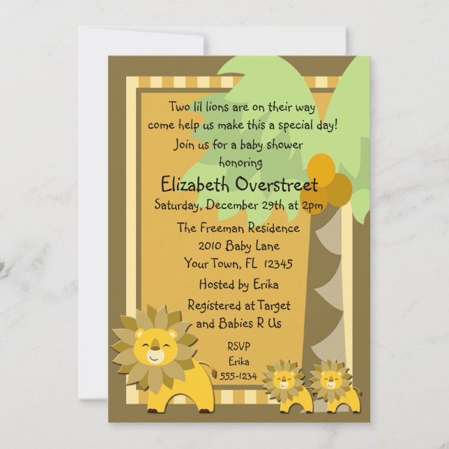 Convites O leão do bebê da selva junta o safari do jardim (Frente)