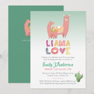 Convites O Llama Diversão A Mamãe Baby Love Fiesta Cactos