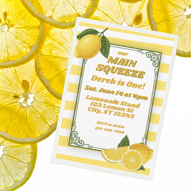 Convites O Main Squeeze faz um ano, Lemon primeiro aniversá (Criador carregado)