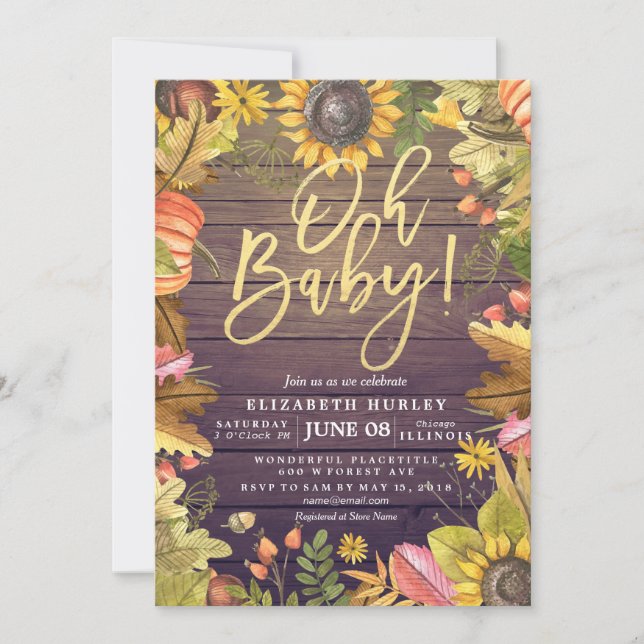 Convites O Mapeamento de outono deixa placas de Chá de fral (Frente)