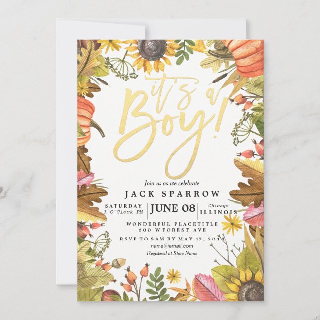 Convites O Mapeamento de outono deixa placas de Chá de fral (Frente)