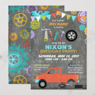Convites O mecânico de carro alinha o aniversário do quad