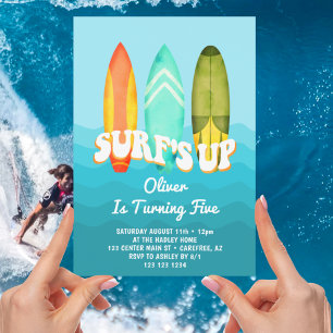 Convites O Menino de Prancha de Surfe Surfs Up de 5º Aniver