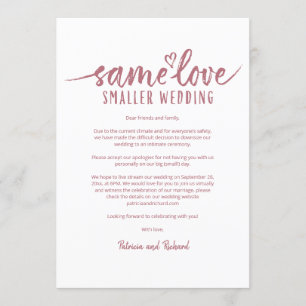 Convites O Mesmo Amor Casamento Menor Reduzir o Casamento