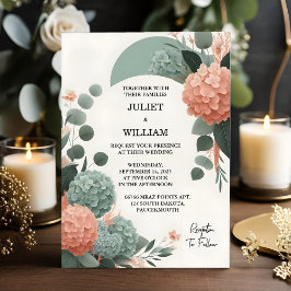 Convites O meu pastel pessel Peach Mint Moss Sage Casamento