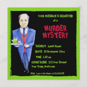 Convites O Mistério do Assassinato Negro do Mordomo 2 Conv