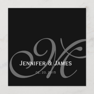 Convites O monograma preto do branco cinzento nomeia o