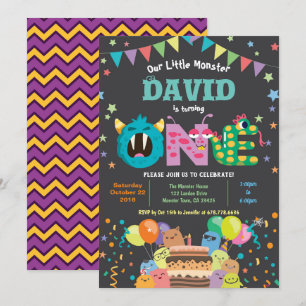 Convites O monstro da primeira festa de aniversário. Garot