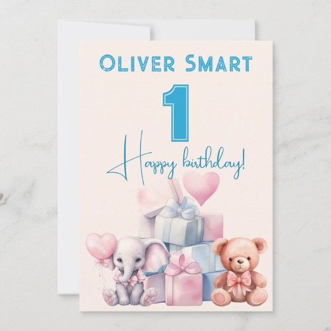 Convites O mundo mágico de 1 celebração (Frente)