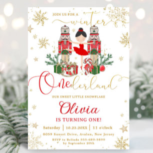 Convites O Natal Onederland 1º Aniversário Vermelho do Queb