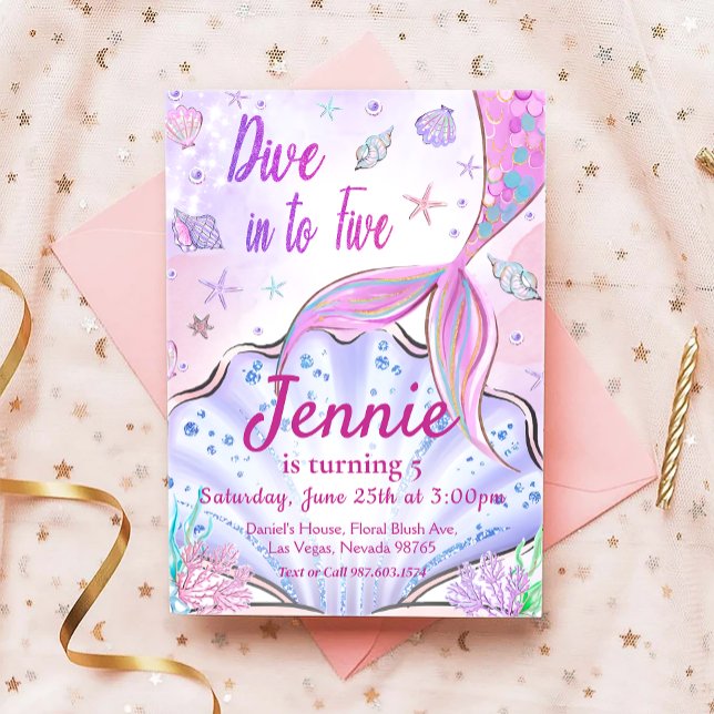 Convites O Nosso Aniversário De Sereia Sob O Partido Do Mar (Criador carregado)