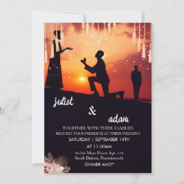 Convites O nosso casamento elegante e apressado da noite