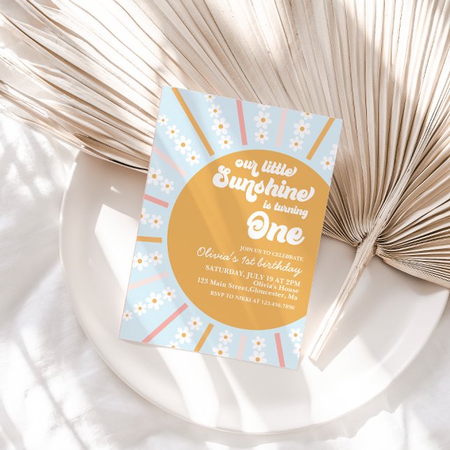 Convites O nosso Pequeno Buraco Solar floral no primeiro an (Criador carregado)