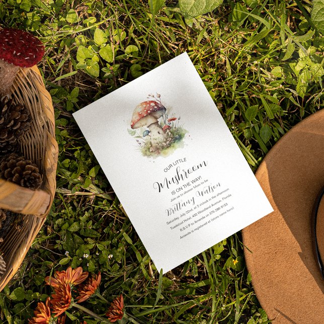 Convites O nosso pequeno Cogumelo está a caminho! Chá de fr (Criador carregado)