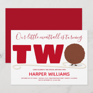 Convites O Nosso Pequeno Meatball A Virar Dois Anos