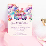 Convites O orçamento de aniversário do Sweet Candy Lane Kid<br><div class="desc">Nossa coleção de aniversários de criança "Sweet Celebration Candy Lane" apresenta um caminhão de doces coloridos,  picolés e doces em cores brilhantes,  combinados com tipografia química para uma perfeita celebração de aniversário. Verifique se há itens correspondentes na nossa loja.</div>