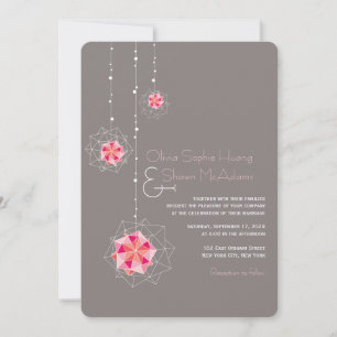 Convites O Ornamento Pink Origami Suspende Casamento Asiát