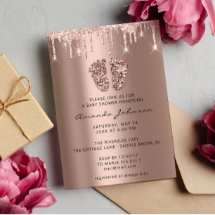 Convites O ouro cor-de-rosa do brilho dos pés do chá de