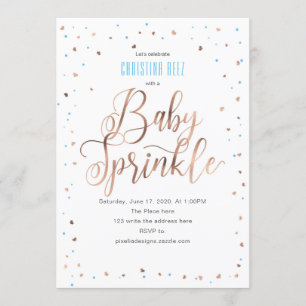 Convites O ouro cor-de-rosa, menino, moderno, bebê polvilha