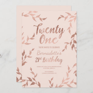 Convites O ouro cor-de-rosa moderno floral cora aniversário