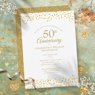 Convites O Ouro do 50º aniversário ama corações