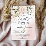 Convites O ouro floral cor-de-rosa-boho deixa doce dezessei<br><div class="desc">Boho pincel cor-de-rosa ouro floral deixa dezesseis convites doces,  Entre em contato comigo para encontrar itens ou para personalizar,  Rosas pincelados ©</div>