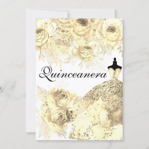 Convites O ouro floresce o partido de Quinceanera do