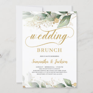 Convites O ouro verde eucalipto deixa o brunch de casamento