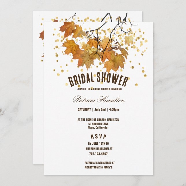 Convites O outono artístico deixa Chá de panela de casament (Frente/Verso)