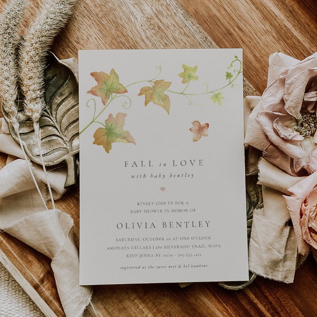 Convites O outono deixa Chá de fraldas de queda moderna (Criador carregado)