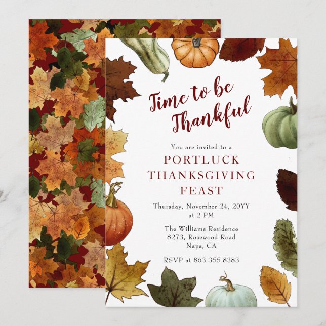 Convites O outono deixa o Janto de Ação de Graças do Quadro (Frente/Verso)