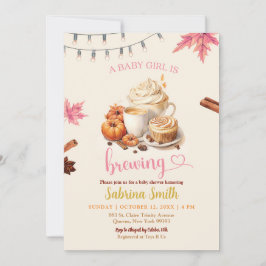 Convites O outono rosa deixa Chá de fraldas de café de abób