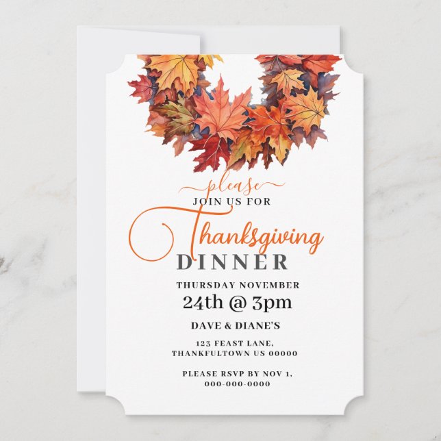 Convites O outono Vermelho e Laranja deixa o guincho de açã (Frente)