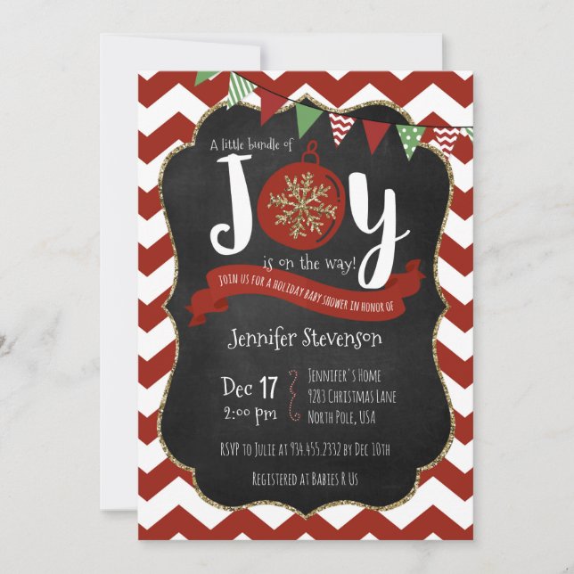 Convites O pacote de alegria está no chá de fraldas (Frente)