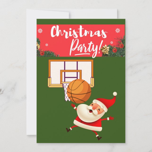 Convites O Papai Noel de Basquete está jogando no Natal (Frente)
