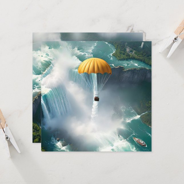 Convites O Paraquedismo Sobre Niágara Cai Numa Cesta, (Frente/Verso In Situ)