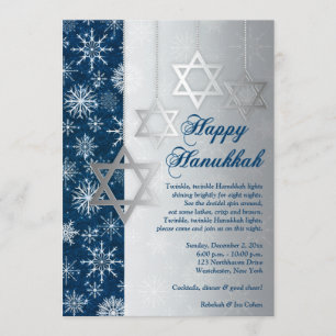 Convites O partido branco de prata azul de Hanukkah dos
